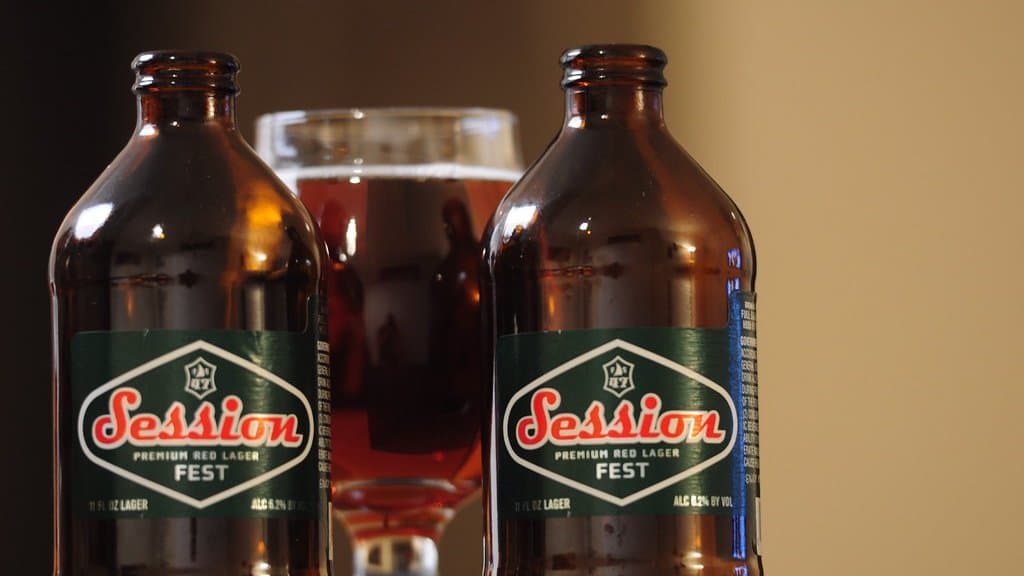 A glass of craft beer at a beer festival