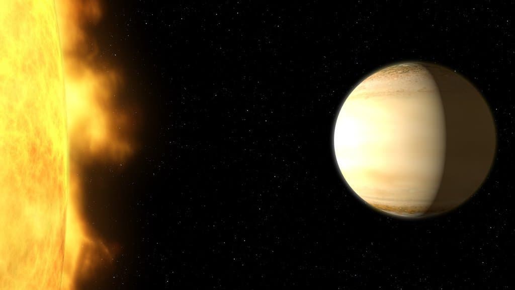 Artist's impression of the hot-Jupiter exoplanet WASP-39b and its parent star