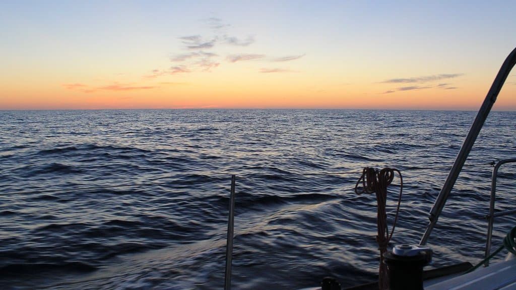 Sunrise over the open water of the Mediterranean Sea