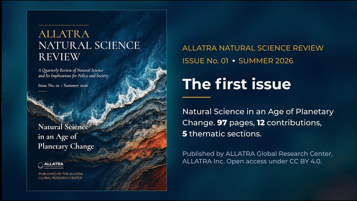 Cover of ALLATRA Natural Science Review, Issue No. 01, Summer 2026, beside text reading The first issue