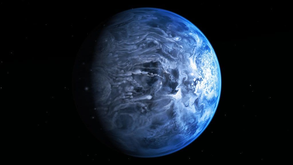 Artist's impression of a large blue gas-giant exoplanet