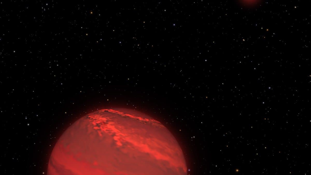 Artist's impression of a giant companion object orbiting a brown dwarf
